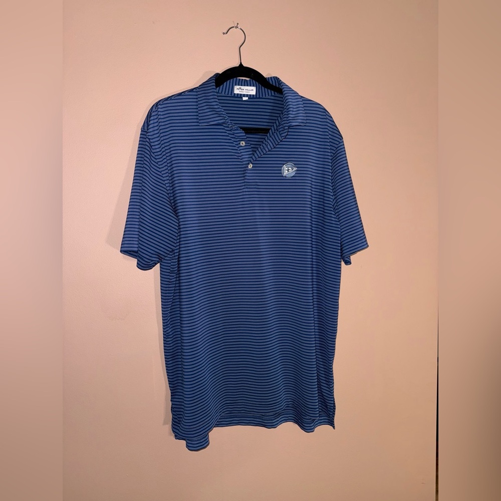 PETER MILLAR Summer Comfort Striped Polo in Royal Blue Size Large